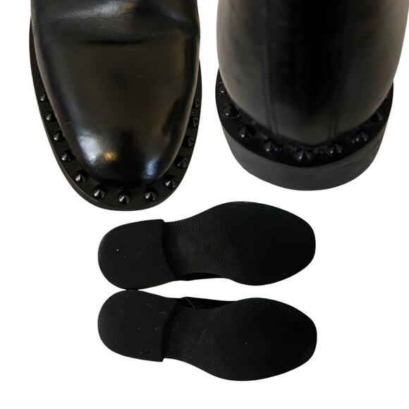 Just Juice Italy Black Leather Buckle Studded Ankle Boots –Goth Booties, Size 37 - Picture 7 of 9